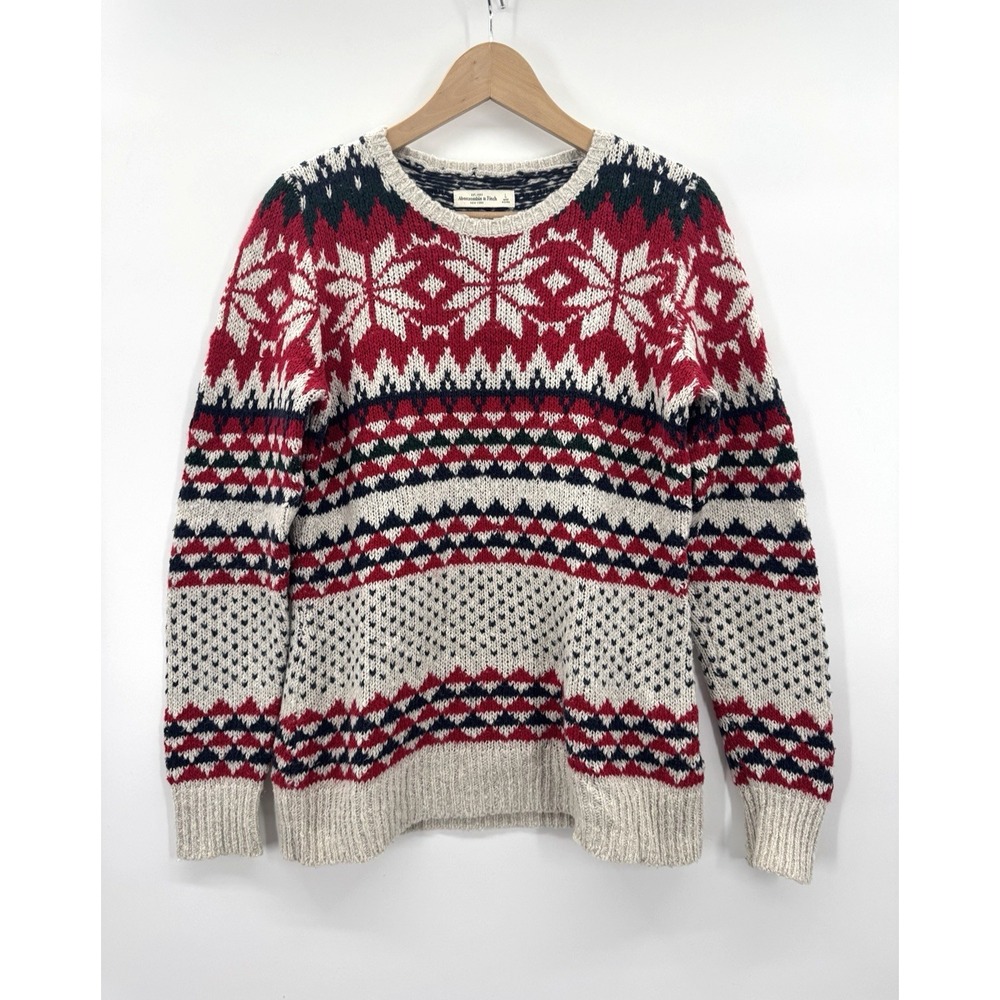 VTG Y2K Abercombie & Fitch Mens Large Sweater Fair Isle Nordic Knit Warm Cozy
